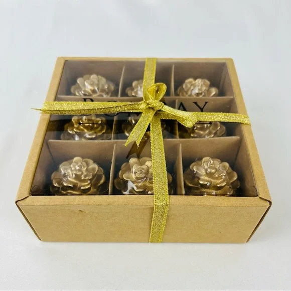 NEW NIB Bombay Gold Mini Pinecone Candles – Set of 9 Holiday Christmas Gift - Picture 4 of 6